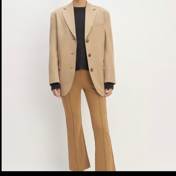 EVERLANE DREAM PANT KICK FLARE SEAM PINTUCK TOASTED COCONUT CAMEL PANTS $98 M - Picture 5 of 13
